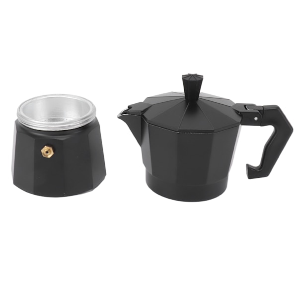 Komfur Moka Pot Italiensk Håndbrygget Kaffemaskine Aluminiumlegering Køkken DIY Tilbehør Sort 150ml