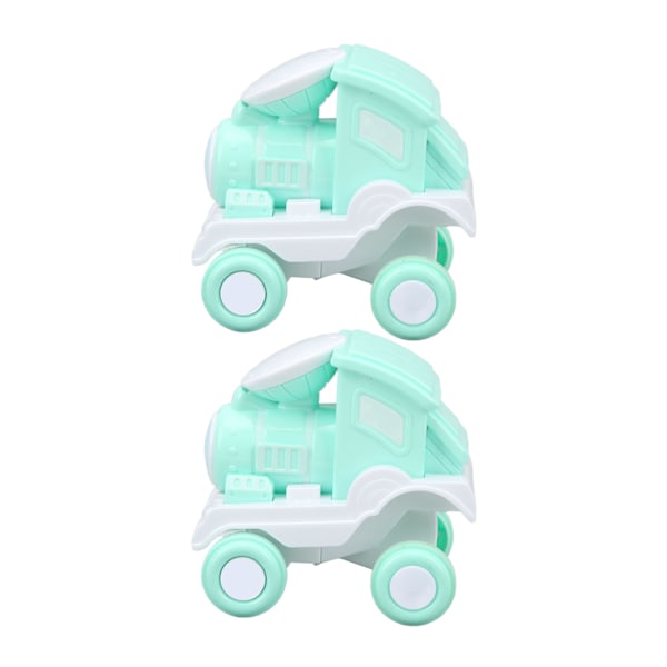 2 stk Tryk og Rul Tog Legetøj Plast 360 Grader Tryk Stunt Flip Tog til Drenge Piger Gavegivning Grøn