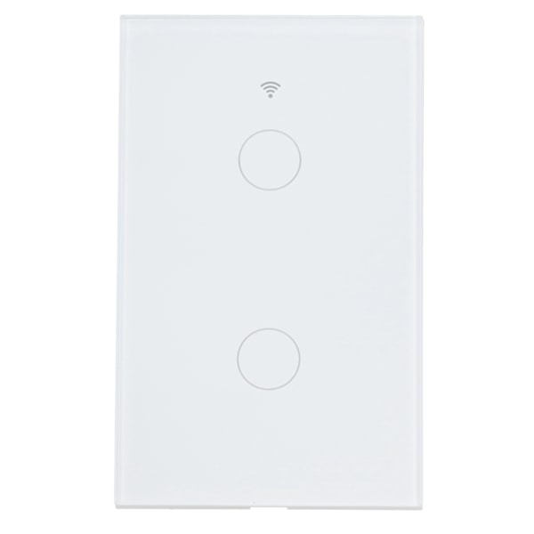 För Zigbee Tuya Fjärrkontroll Ljusbrytare Röststyrning 2-Gang US Vägg Touch Switch AC 100-240V Vit