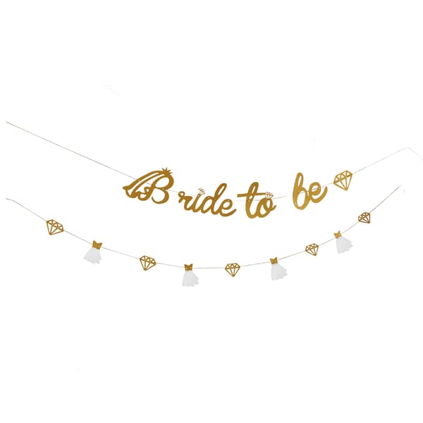 Bröllopsdusch Banner Guld Glitter Papper Glänsande Charmig Bröllopsdusch Skylt Papper Mesh Bride to Be Banner för Bröllopsdusch Guld
