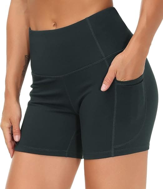 Træningsshorts til kvinder, høj talje, åndbare Dolphin Split elastiske lounge yogashorts, mørkegrå