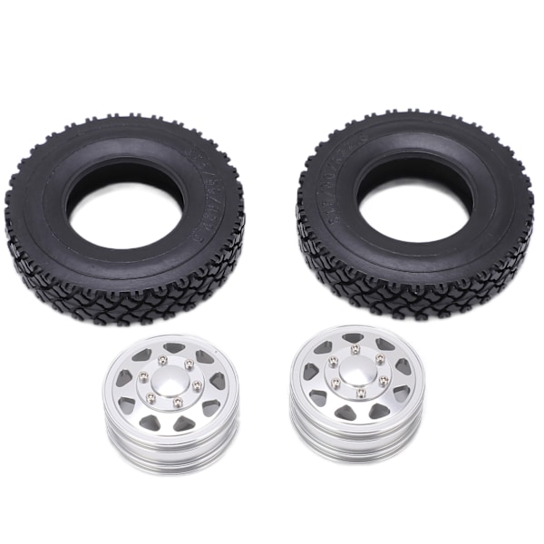 2st metalllegering framnav med gummidäck för Tamiya 1/14 RC Trailer Traktor Lastbil BilSilver