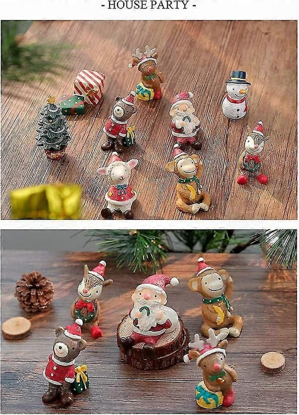 Festlige Mini Resin Ornament, Julebordsdekoration, Søde Hjorte-Tema Julehåndværk