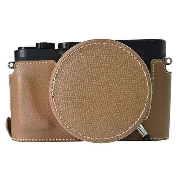 For Leica D-Lux 8 Camera Case PU Leather Protective Cover with Lens Cap - Khaki