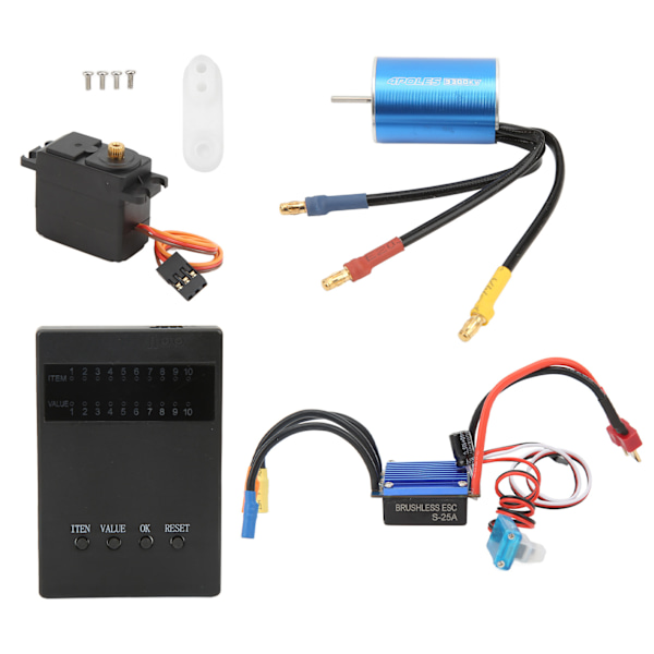 RC Borstlös Combo Set 3300KV Motor 25A ESC 2.2KG Servo och Programmeringskort Kit för Wltoys 1/16 1/18 Bilar