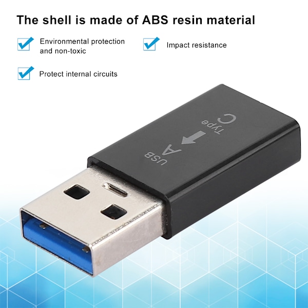 3 stk. USB3.0 Hann til Type C Hunn Adapter Kobling Universell Elektronisk Konverter (Svart)