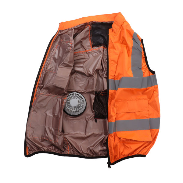 Kjølig vest sommer kjølevifte vest air condition refleks stripe oppladbar arbeidsklær 5V fluorescerende oransje XXXL