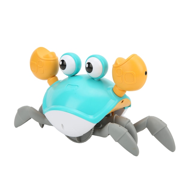 Krabbe Krabbelegetøj USB Genopladelig Undgå automatisk forhindringer Krabbebabylegetøj med musik og lyseblå