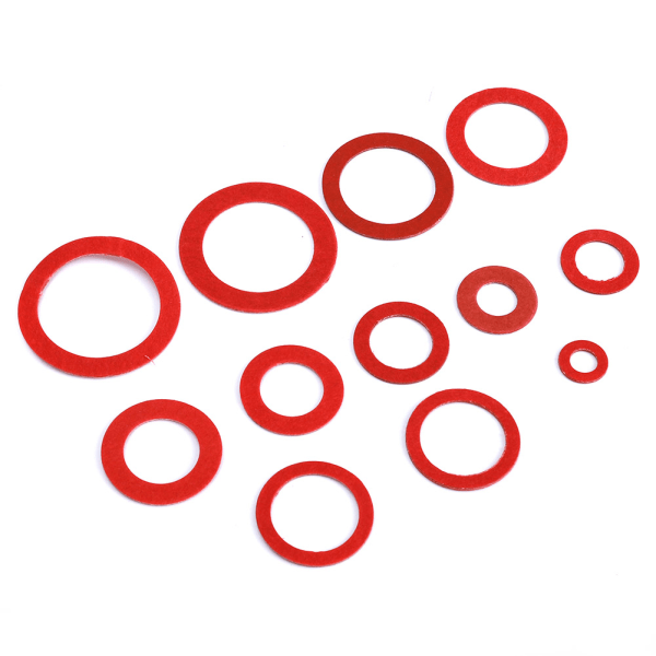 600 stk rød vulkanisert fiberskivepakning rund isolasjonspapir Rødt stålpapirsortimentsett