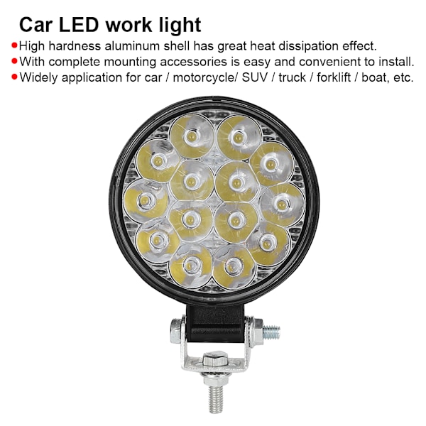 42W 14LED 6000K 2500LM Mini Rund Arbeidslys Bil Modifisert Ekstra Hodelykt Lampe Svart