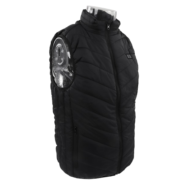 Opvarmet Vest Udendørs USB Opladning Varmt Vandtæt 2 Kontrol 15 Zone Opvarmningstøj Sort 4XL
