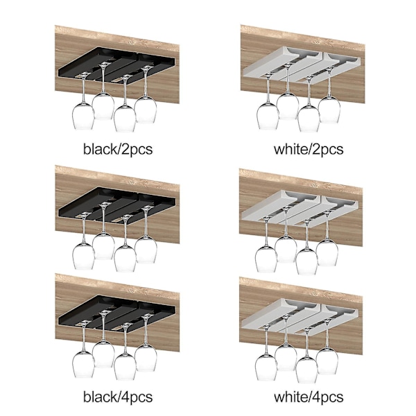 Vinstativ under skap - Stativholder og oppbevaringshenger for glass svart-4PCS