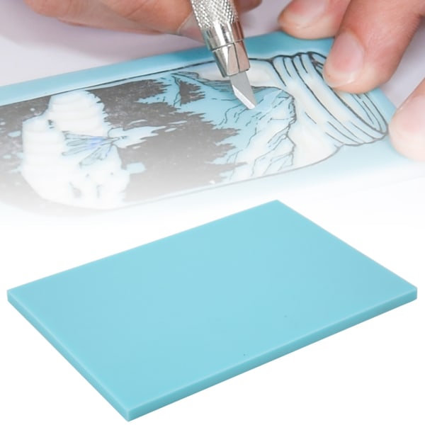 Jelly Rubber Stamp Tynn Carving Block for DIY Håndlagde Rubber StampsSky Blue