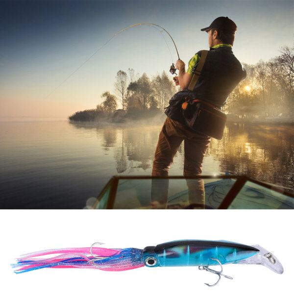 13,5 cm konstgjorda bläckfiskbeten Hard Lure Minnow Wobblers Fisketillbehör (blå)