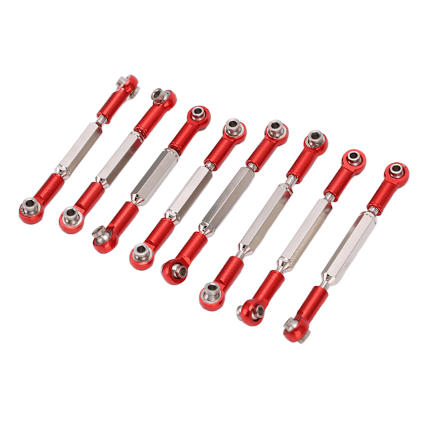 8 stk metal justerbar styrestang aluminiumlegering servostang trækstang til WPL C14 C24 B14 MN D90 D91 Rød