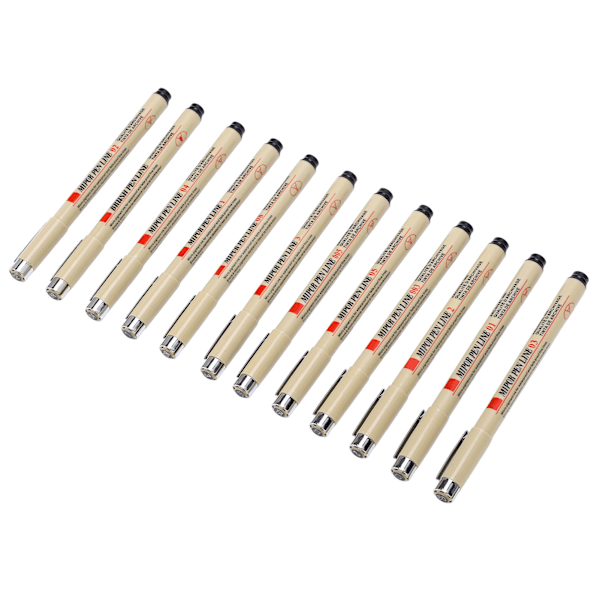 12 st Micro Line Pennor Snabbtorkande Vattentäta Färgbeständiga Linjeritningspennor för Ritning Skrivning Produktdesign Arkitektonisk Design