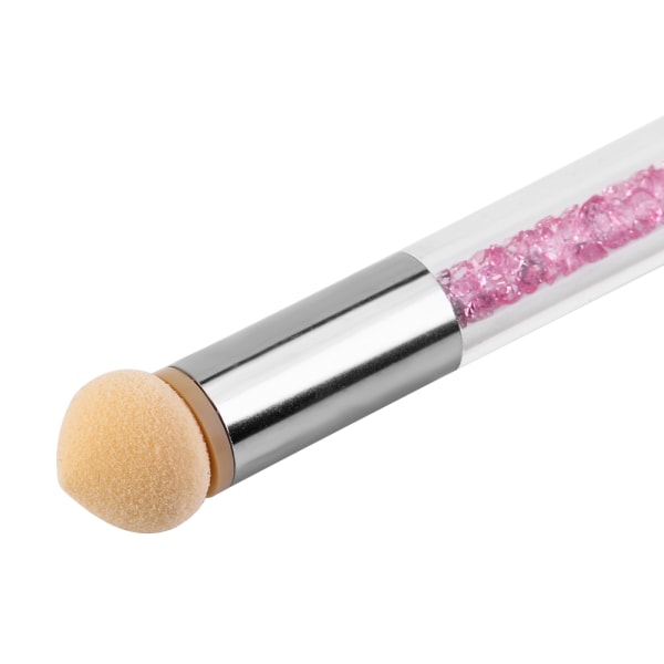Kaksipäinen Glitter Powder Dotting Pen -varjostussivellin Nail Art -työkalu (vaaleanpunainen tekojalokivi)