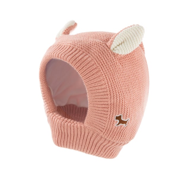 Børne sweater strikhue baby ensfarvet fortykket strikket tørklæde kasket (pink)