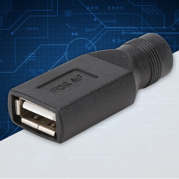 5 stk. datamaskin mini USB hun-grensesnitt til DC5.5 x 2.1 hun-hode adapterkontakt