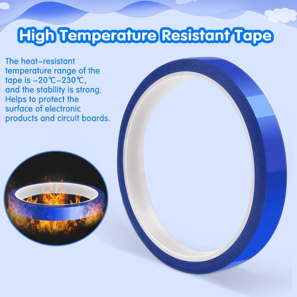 5 rullar värmebeständig självhäftande tejp 10 mm PET-sublimering värmetejp Värmeöverföringstejp Värmepresstejp för gör-det-själv-sömnad Elektronisk produkt