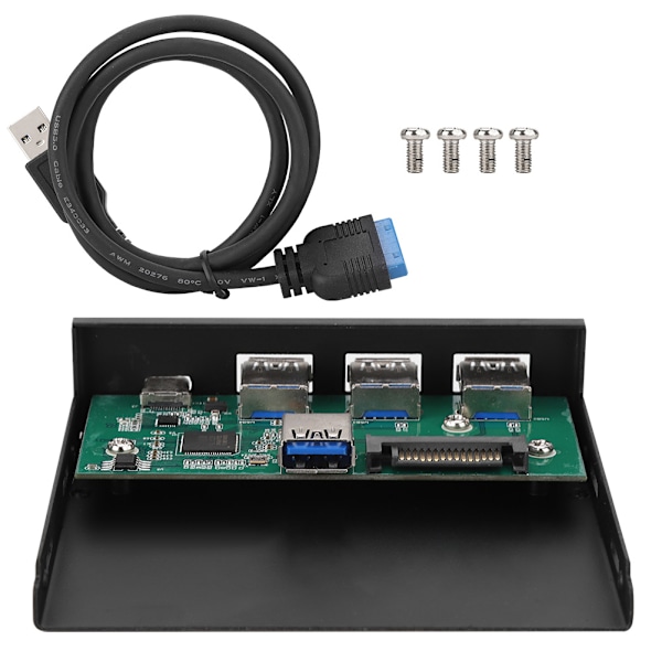 3-Porttinen USB3.0 + 1 Porttinen USB3.1 TypE C Liitäntäinen Seoslaajennuskorttipaneeli Musta