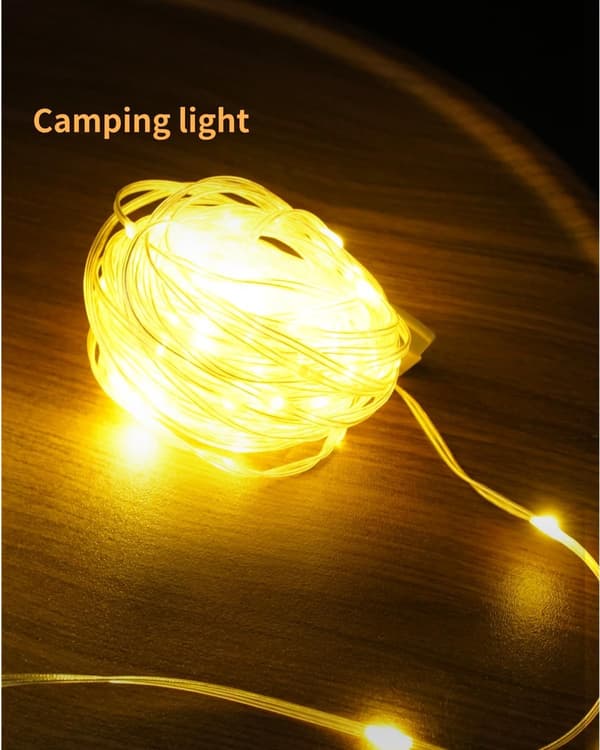 Telescopic Camping Lamp, String Lights Recyclable Portable Camping Lantern 3 Lighting Modes, Outdoor Lighting