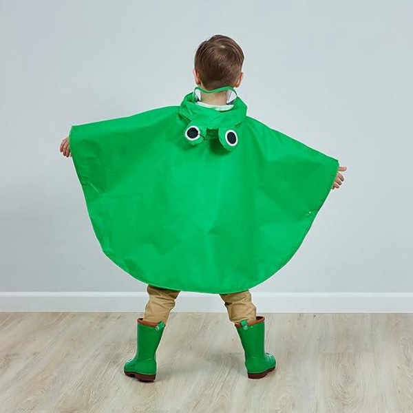 Unisex småbørn Grøn frø Baby let regnfrakke Batwing regnkappe / hættekappe 2-6 år