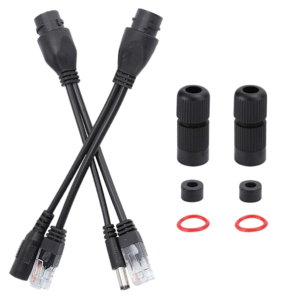POE Adapter Kabel Ikke-Standard Vandtæt Injektor Splitter DC12V (Sort)