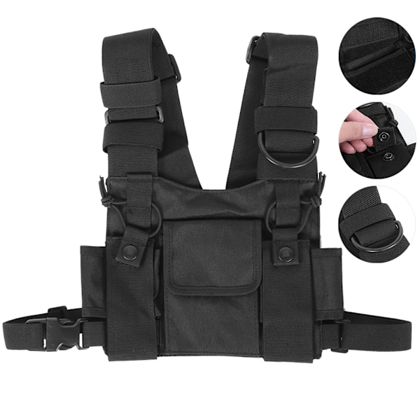 Walkie Talkie Bröst Front Pack Ficka Taktik Utomhus Väst Rig Bärväska Förvaringsväska