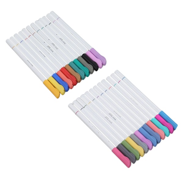 24 stk Dobbel Tip Tusjer Dyp Farge Fiberpenn Glossy Blekk Akvarelltusjer for Skissering Kalligrafi Skriving