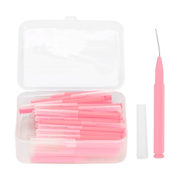 60 kpl / laatikko Ortodonttinen hammasväliharja Hampaiden puhdistustyökalu Hampaiden hampaiden puhdistusaine hammastikku vaaleanpunainen
