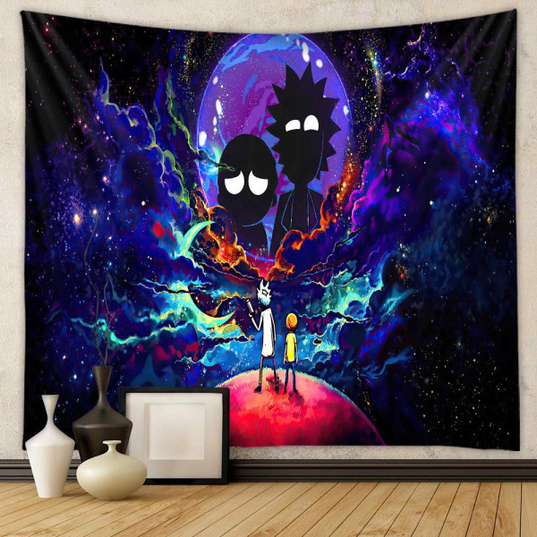 Anime-makuuhuoneen kuvakudos Värikäs Galaxy ja Moon Tapestry