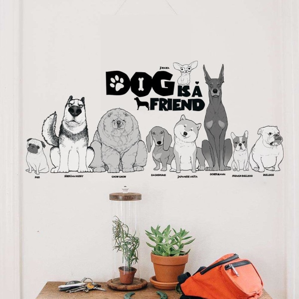 Koiran päiväkodin sisustus, söpöt koiran seinätarrat, lastentarhan seinätaide baby, tytöille, pojille ja lastenhuoneille