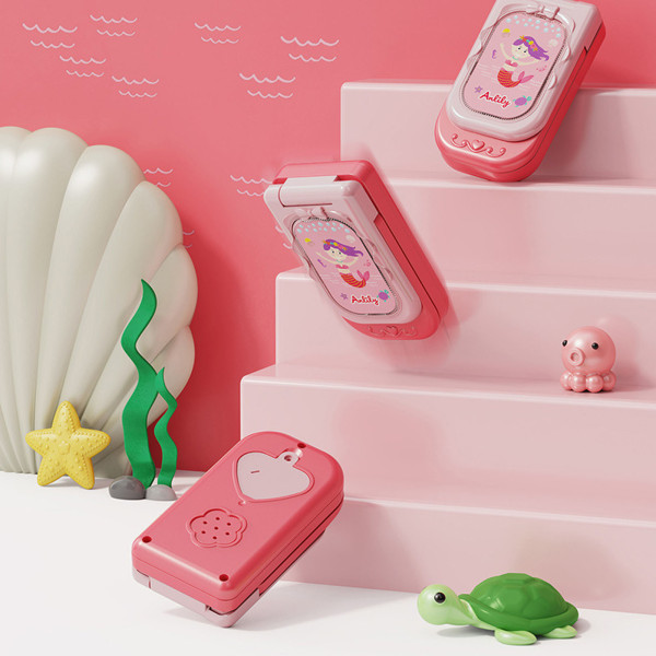 Roterende engelsk læringsmusik Mobiltelefonlegetøj til babyer - Pink