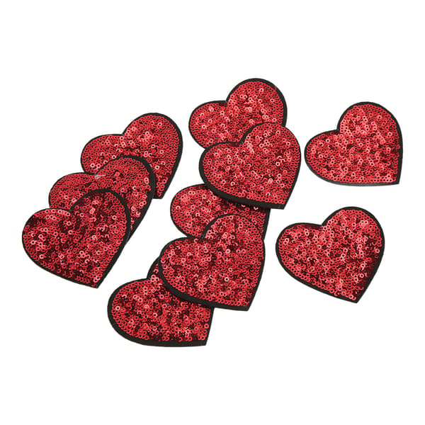 10 st Röda Hjärtan Patch DIY Sömnad Bomull Stryk På Patch Broderad Applikation för Sömnad Bröllopsklänningar Presenter Väskor