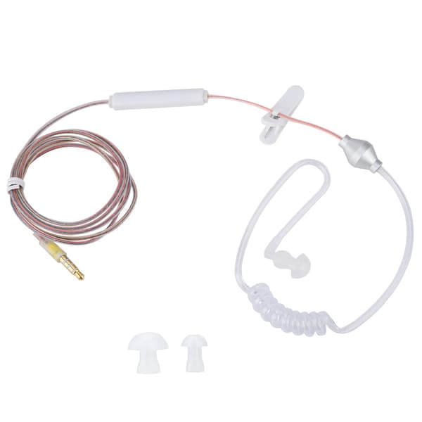 In-ear headset med luftrør og mikrofon til iOS og Android, gennemsigtig, enkelt