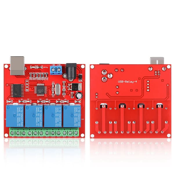 4-kanals 24V Computer USB Smart Switch Controller PC Relæ Drive Modul Udvidelseskort