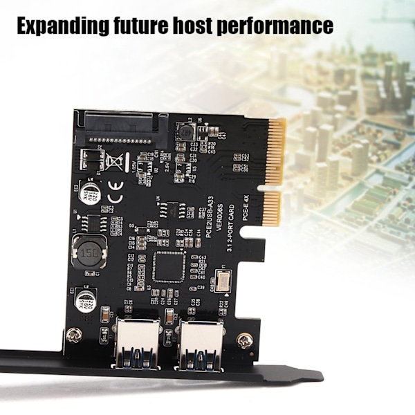 USB3.2 Laajennuskortti TYPE‑C+TYPE‑A Pöytäkoneen Laajennuskortti ASMedia ASM3142 10Gbps