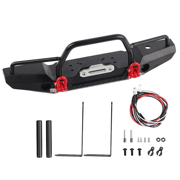 1/10 RC Crawler metallinen etupuskuri LED-valo Traxxas TRX-4 SCX10II 90046 -autoon (litteä)