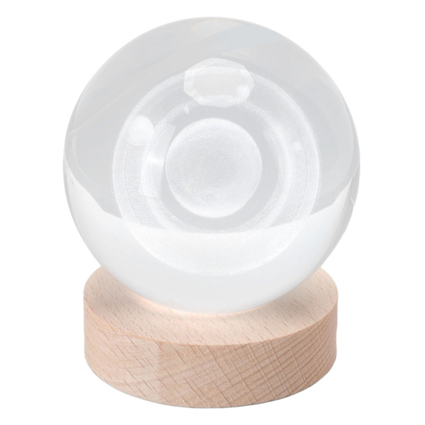 3D Saturn Natlampe Krystalbold Natlys LED Træ Inter Carving Bordplade Ornamenter til Venner Børn Gaver Saturn Hvidt Lys