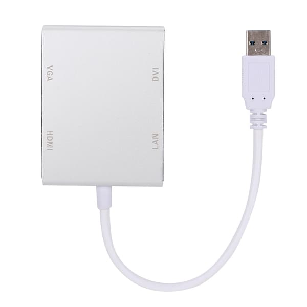 Høykvalitets multifunksjonell aluminiumslegering USB 3.0 til VGA/HDMI/LAN/DVI-omformeradapter