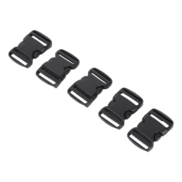 5 stk hurtigutløsingsspenne i plast, dobbel justerbar stroppspenne, erstatning DIY-håndverk for ryggsekk, svart, for 20 mm bred stropp