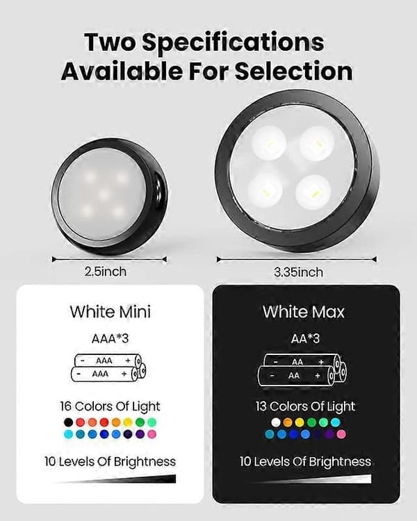 LED Puck Lights with Remote Control, Wireless Under Cabinet Lighting, 13 Colors