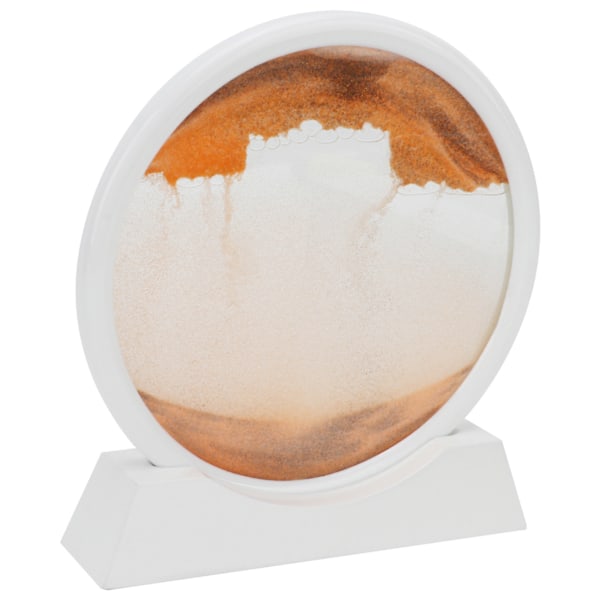 Rörlig Sandkonst Rund Vit Ram 3D Högtransparent Glas Blekningsfri Livfull Färg Tålig Sandkonst Flytande Rörelse