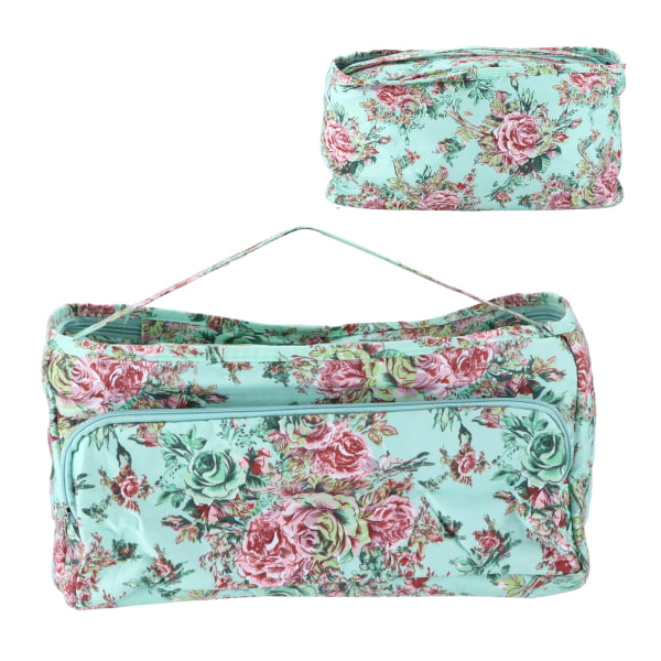 Stickväska Quadrate Green Print Mönster Organizer Lättvikts DIY virktillbehör för nybörjare vävare