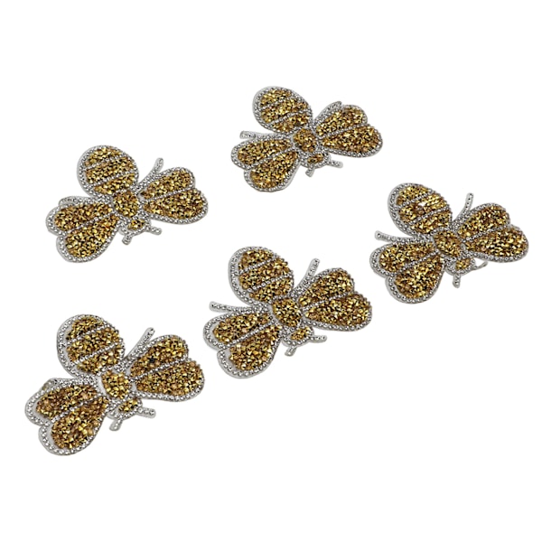 5 stk. Små Bi-Rhinestone-Merker, Skjuler Skavanker og Skader, Søt Form, Gule Dyr, Rhinestone-Applikasjoner for DIY-Håndverk