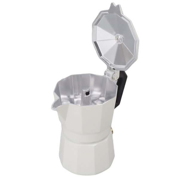 Spisplattans Moka-kanna Italiensk handbryggd kaffebryggare i aluminiumlegering Kökstillbehör DIY Vit 150 ml