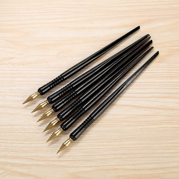 6 stykker plast skrape gullpenn enkel skrape børste DIY imitert metall spiss linje blyant