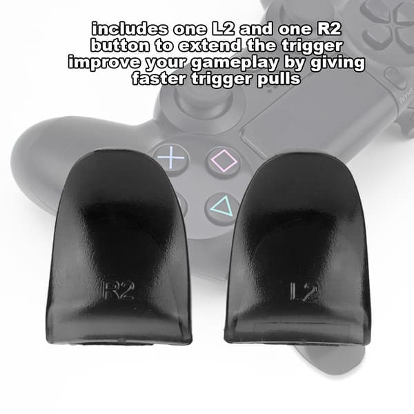 2 st/set hållbara R2 L2-knappar Triggerförlängare för PS4-kontroll (svart)