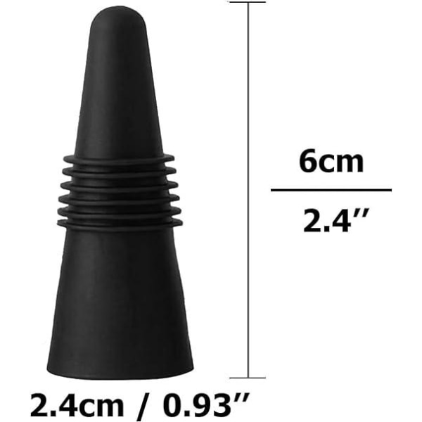 Sett med 8 gjenbrukbare silikonpropper - svart for drikkeflaske med korkpropp for å holde vinen frisk